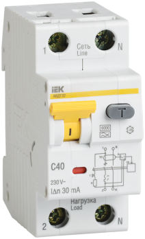 IEK Выключатель авт. дифф. тока АВДТ32 2п 6А 30мА х-ка С