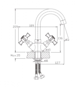 Haiba HB 4524 Смеситель для раковины с гайкой хром