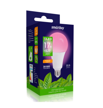 Smartbuy лампа светодиодная для растений ФИТО А80 17Вт E27 147617