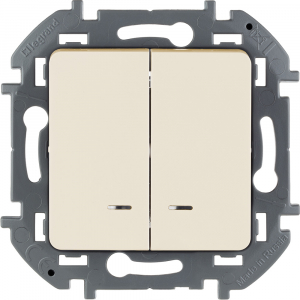 Механизм выключателя 2-кл. Inspiria 10А IP20 250В 10AX с подсветкой сл. кость Leg 673631