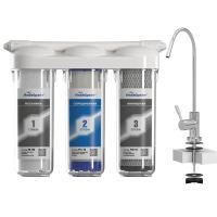 Аквабрайт Стандарт Тройная система очистки воды с краном. Прозр.корп. Картриджи SL 10